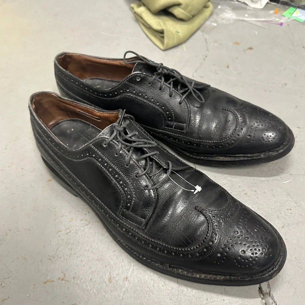Allen Edmonds Mens 10 C Black Leather Wingtip Oxford Brogue‎ Dress Shoes 9117